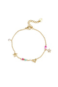 Charm bracelet with heart, star, stones and beads