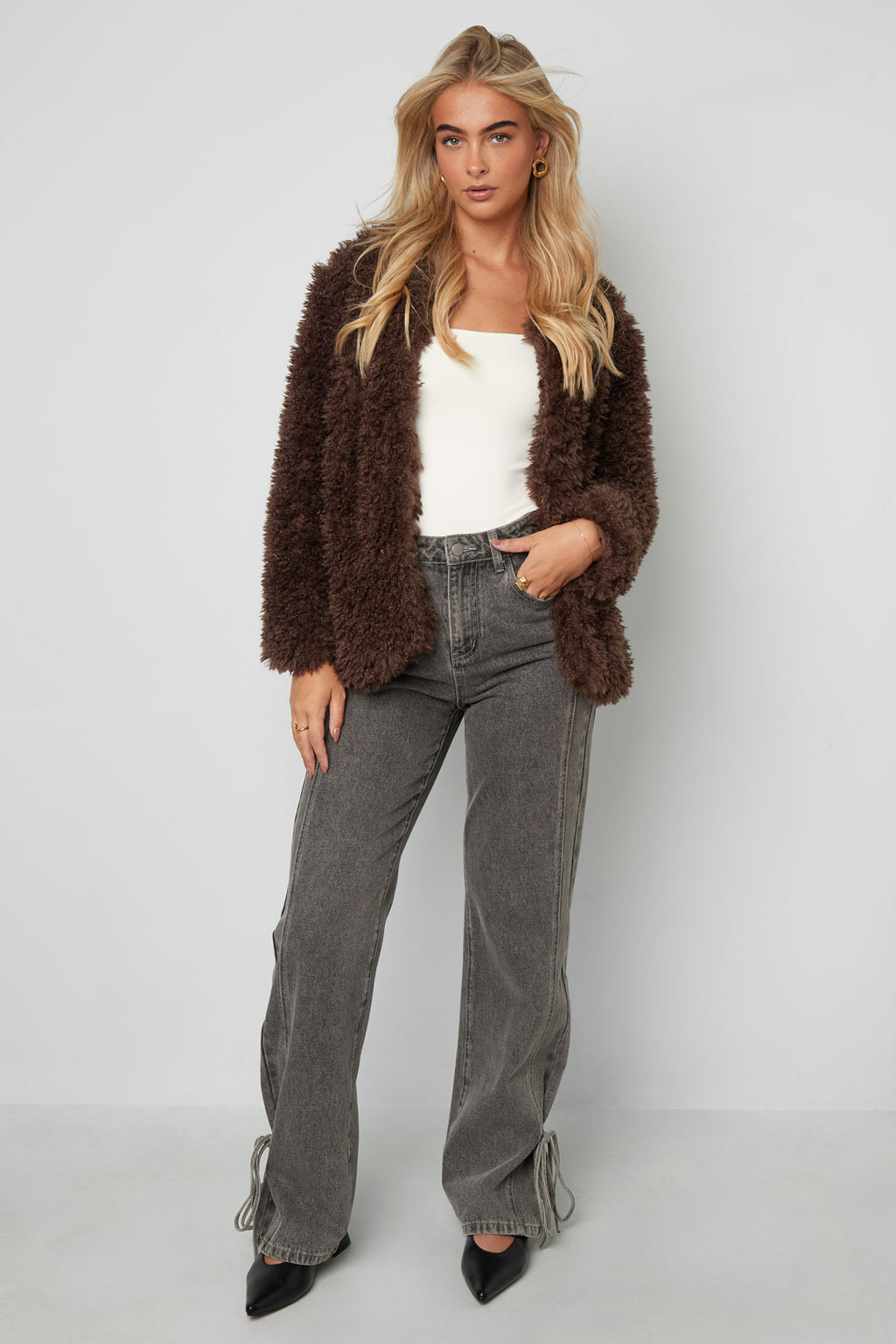 Geweven Polyestervezel Vrouwen Jas Elegant Solide Kleur Herfst/Winter