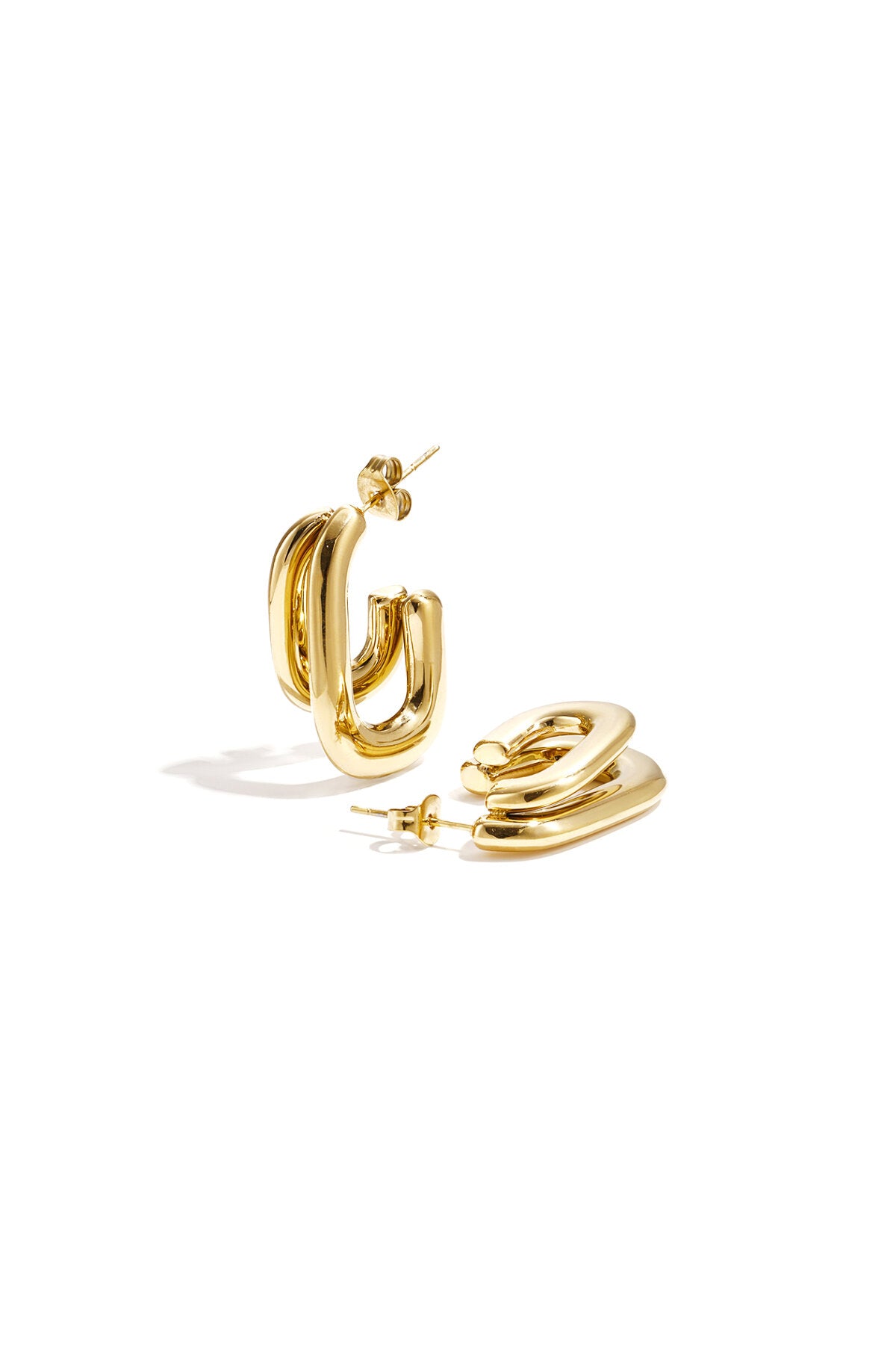 Rectangular double earrings