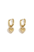 Squoval oorbellen met harten charms met belegde randen