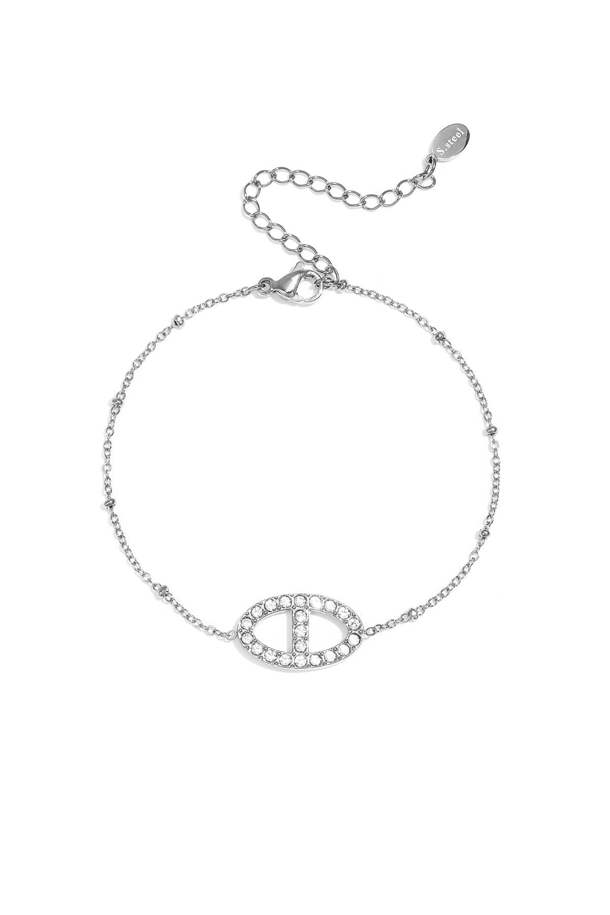 Armband met steentjes in ovale charm