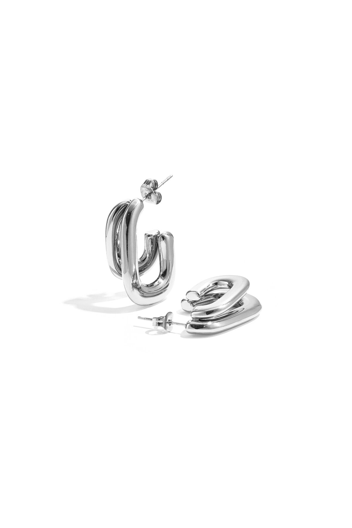 Rectangular double earrings