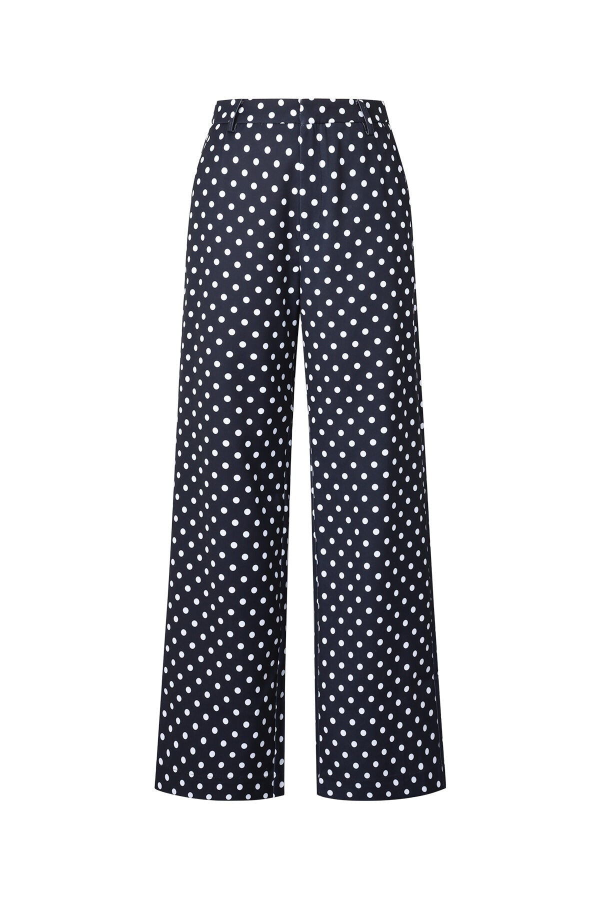 Woven Polyester Fiber Women's Straight Pants Elegant Polka Dots