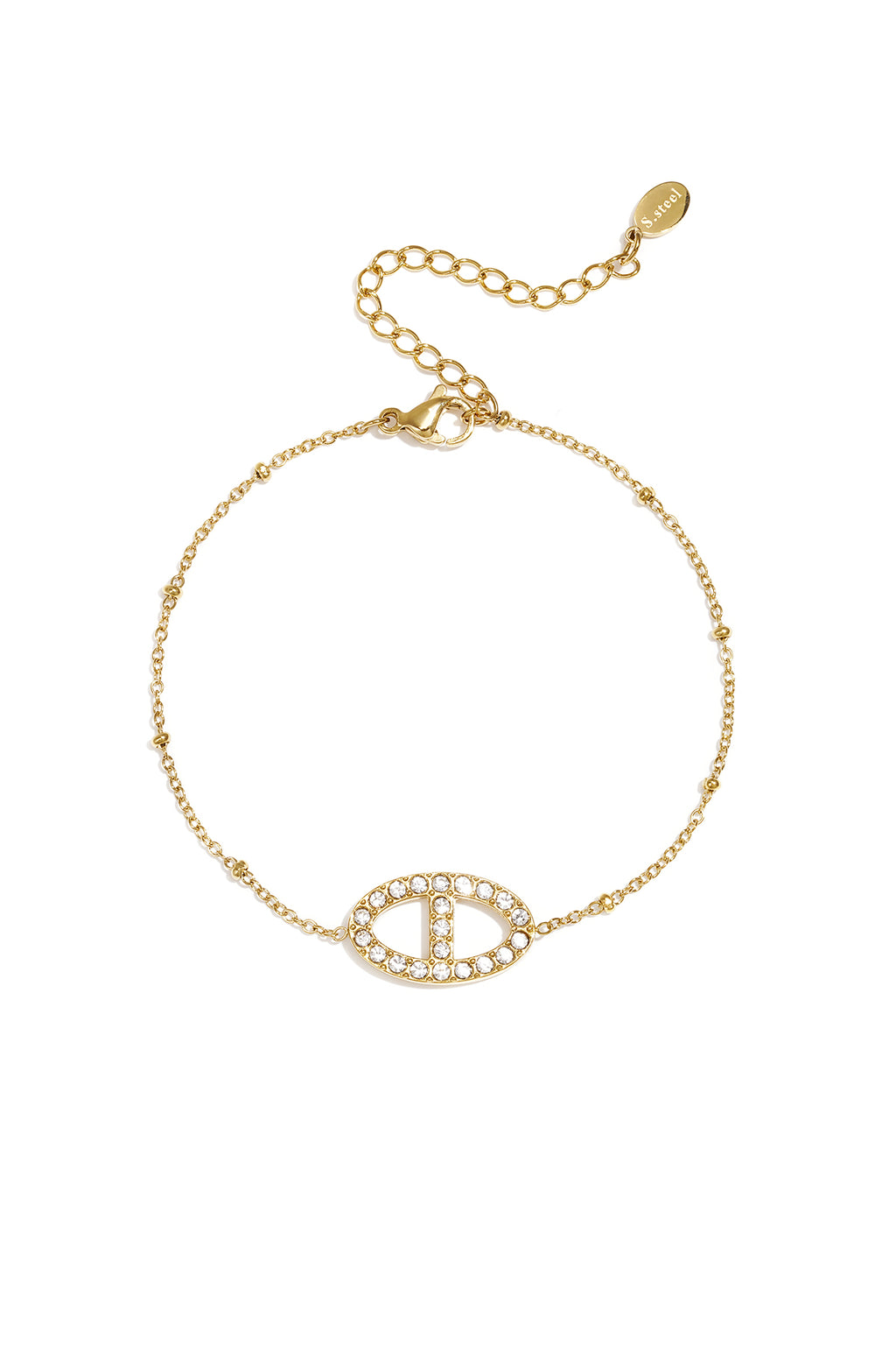 Armband met steentjes in ovale charm
