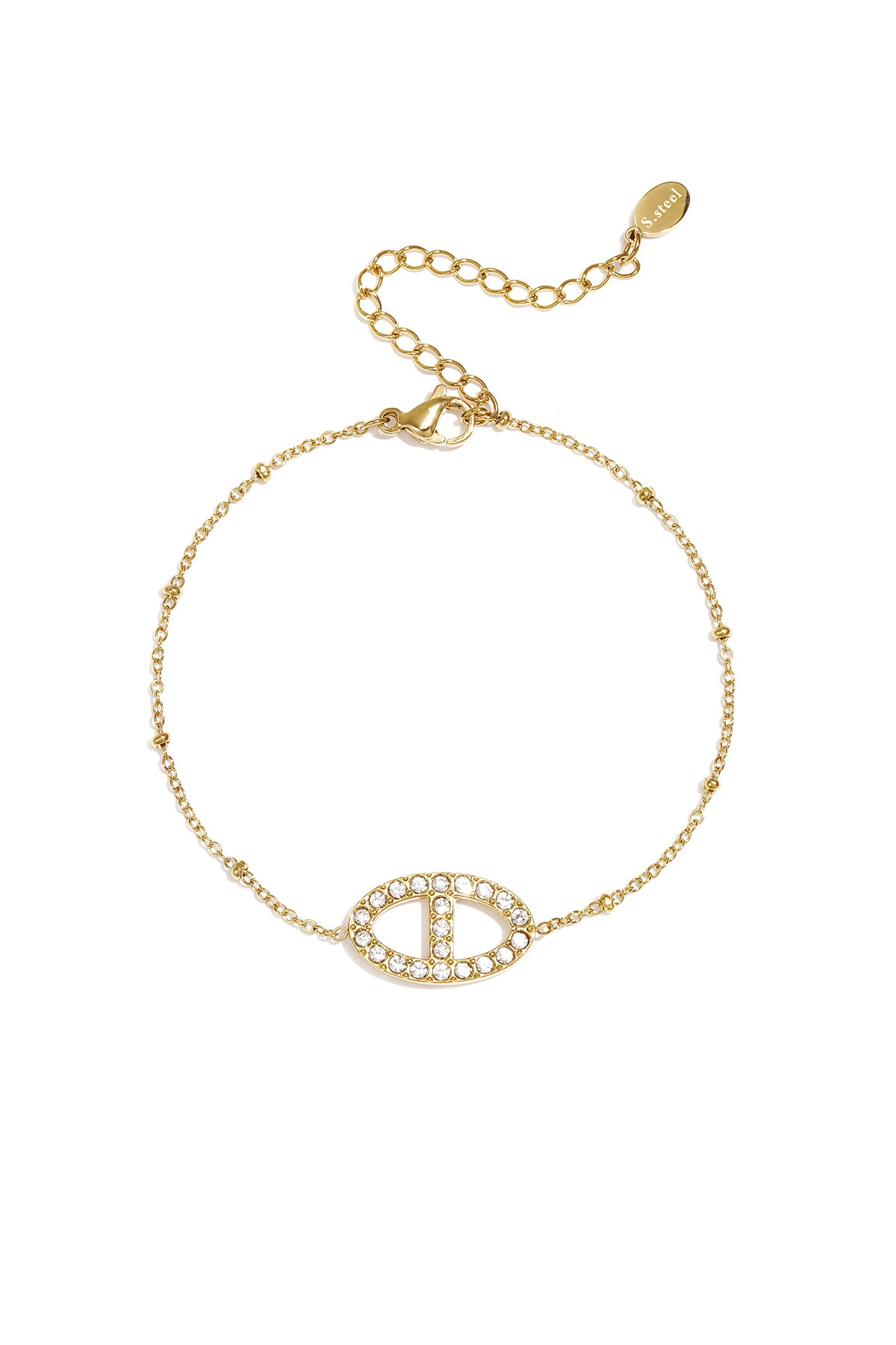 Armband met steentjes in ovale charm