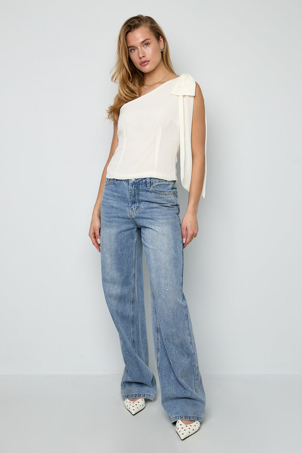 Off-shoulder top met strik