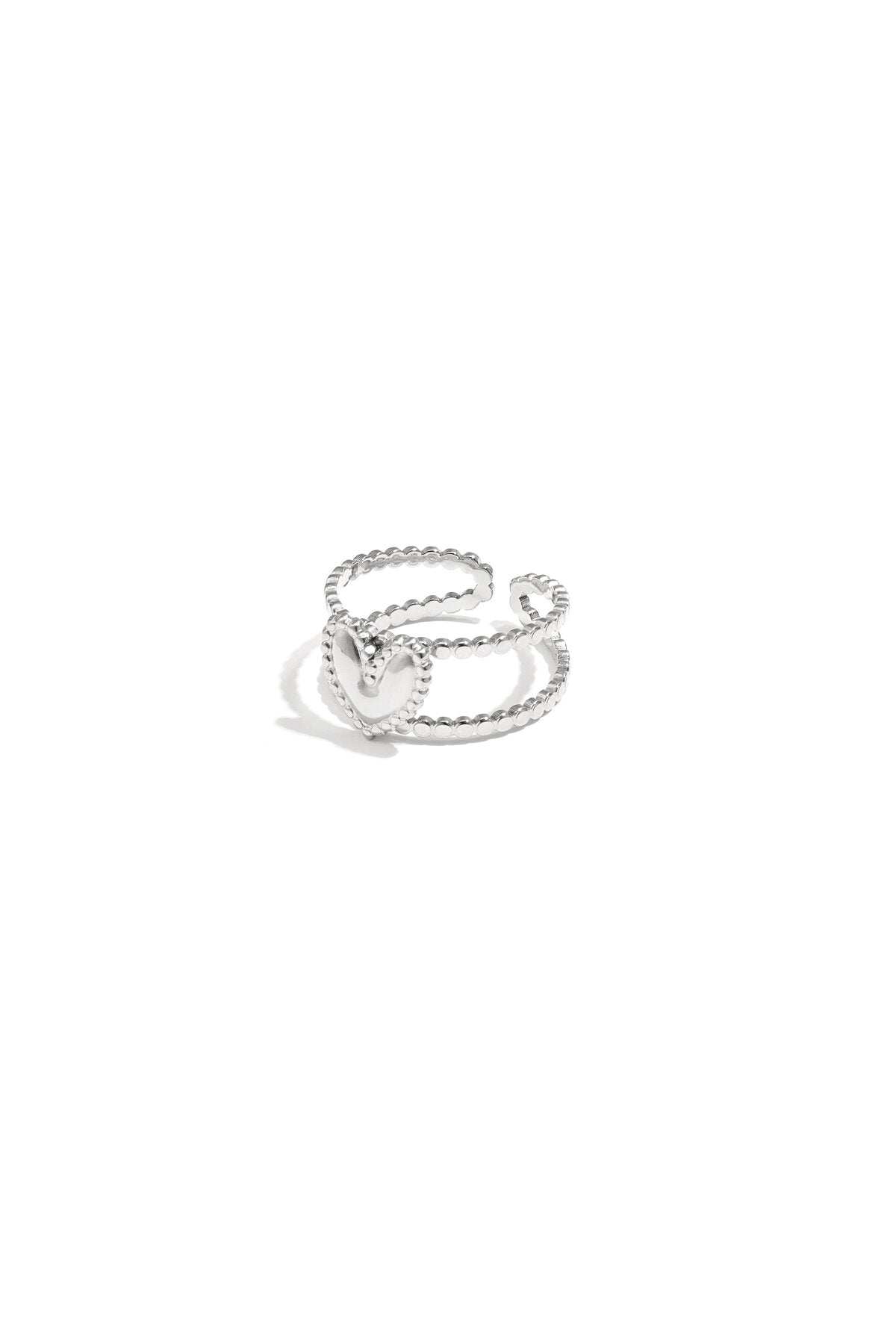 Verstelbare dubbele ring met hart