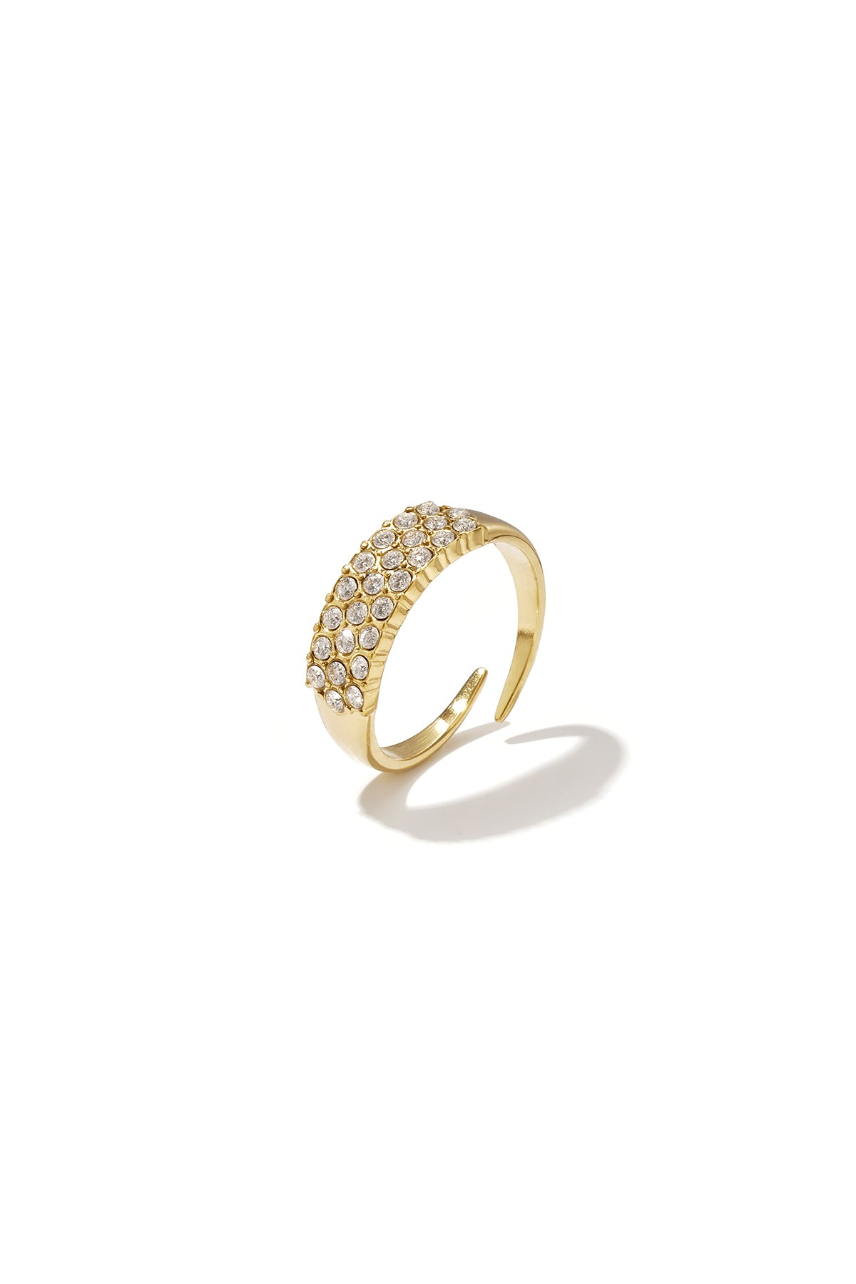 Verstelbare statement ring met strass