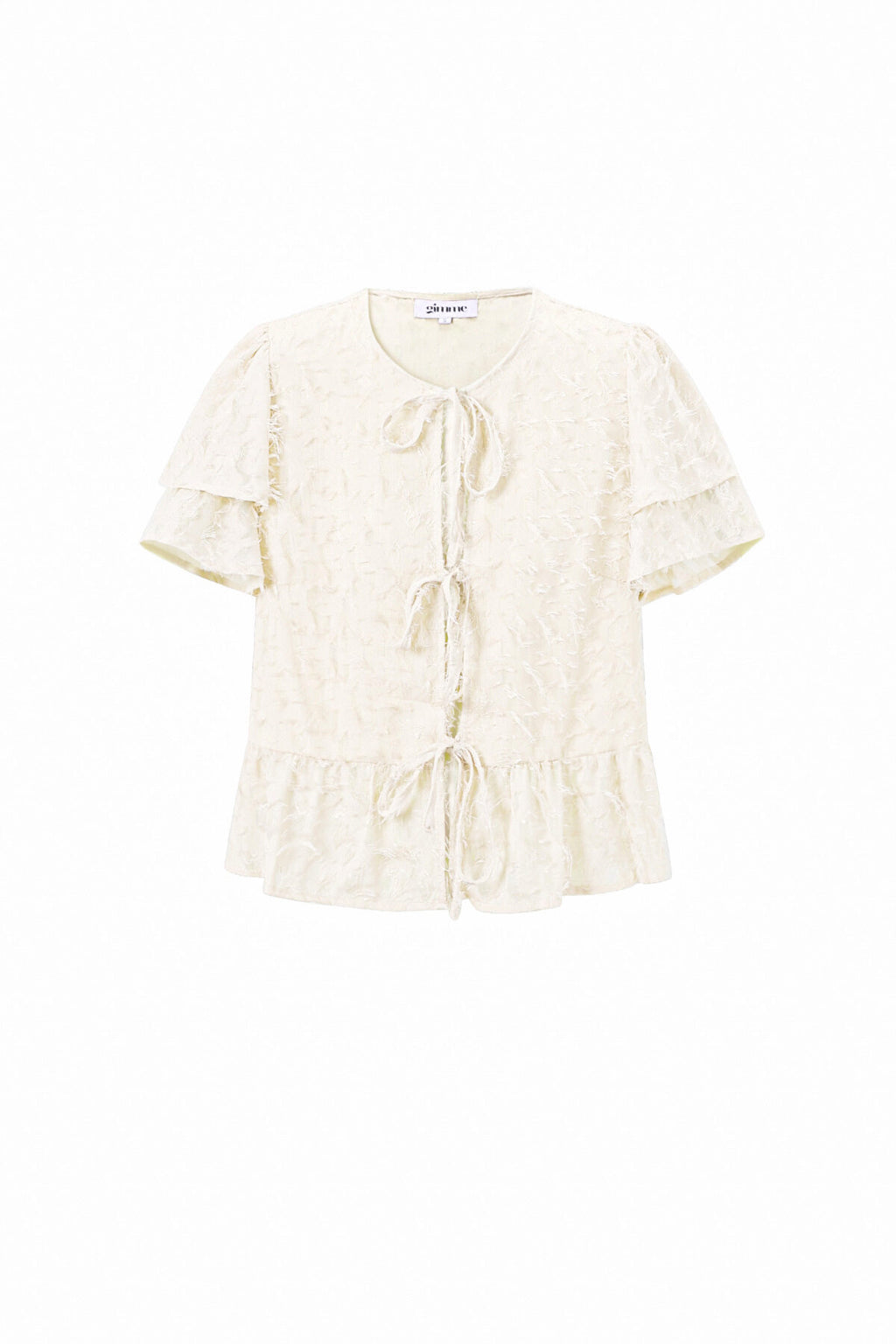 Woven Polyester Fiber Women's Short Sleeve Tops Elegant Tie-up Solid Color