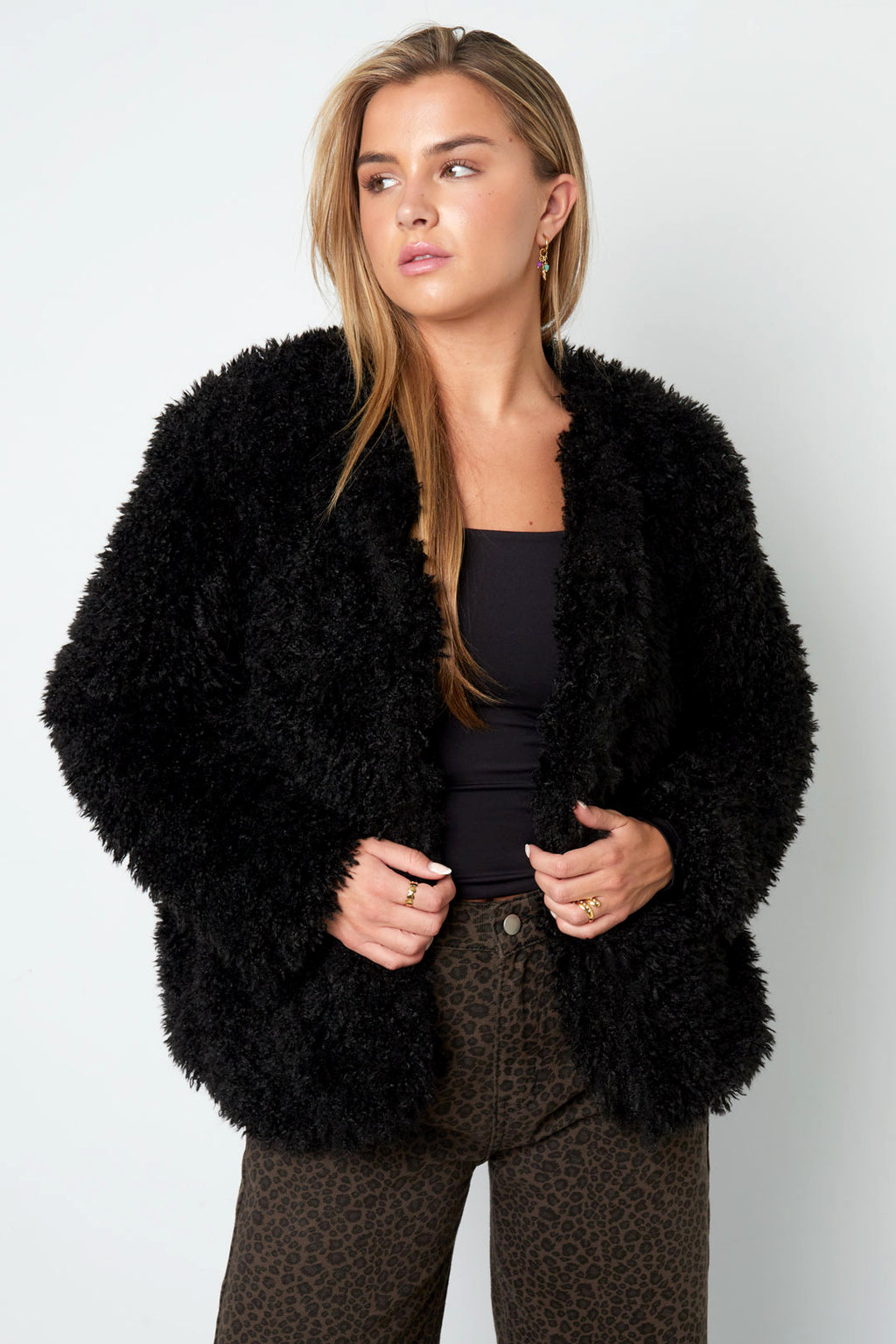Geweven Polyestervezel Vrouwen Jas Elegant Solide Kleur Herfst/Winter