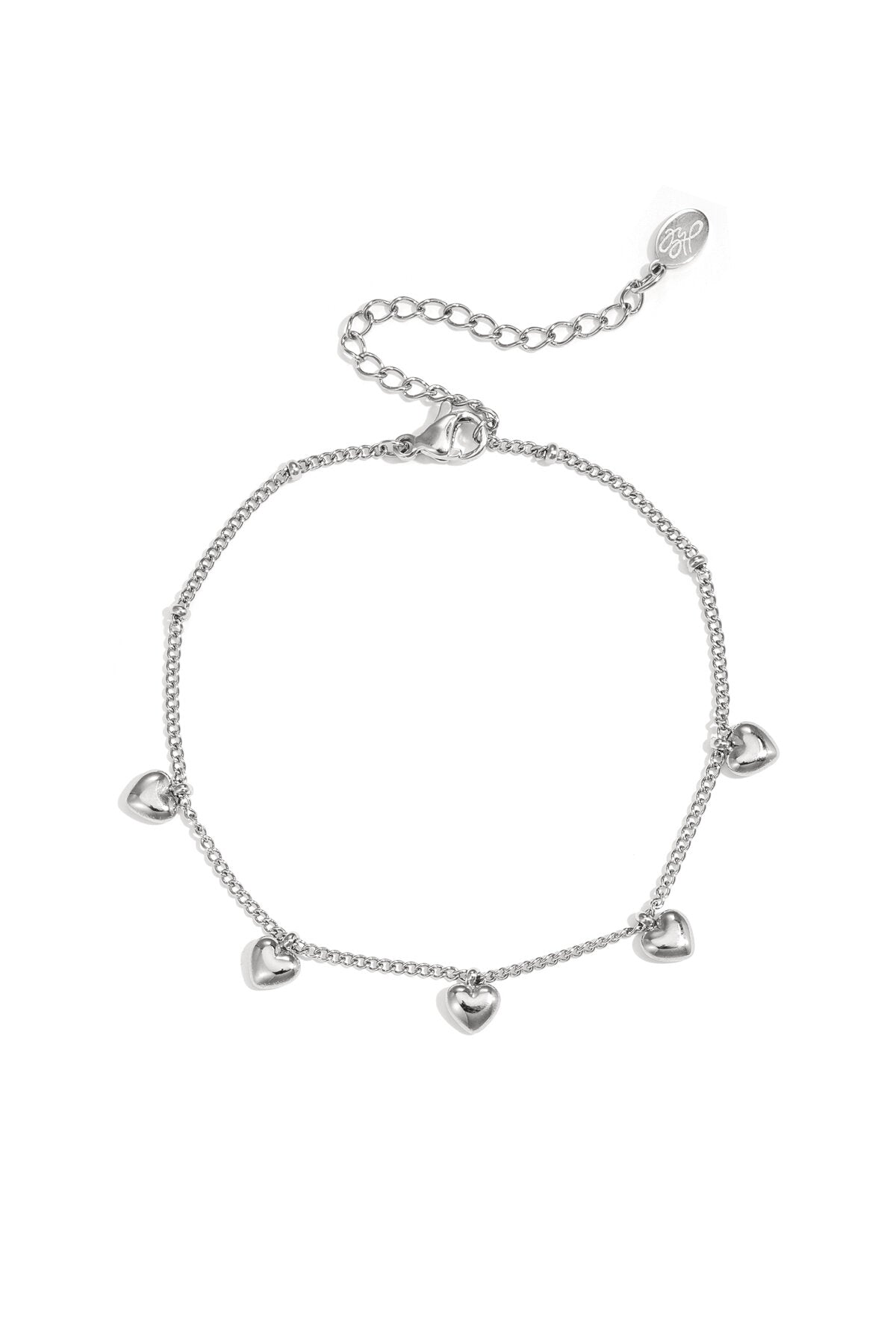 Bracelet with small dangling hearts