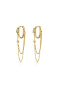 Oorbellen met hangertjes van roestvrij staal en ketting, Simple Daily Simple Series, damessieraden