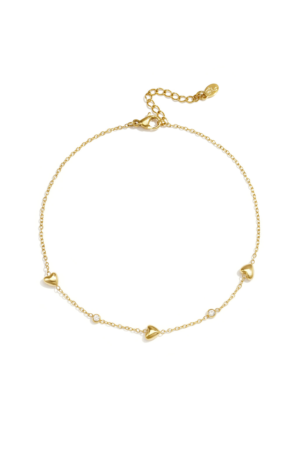 Enkelbandjes van roestvrij staal met hartje, eenvoudige dagelijkse sieraden uit de Simple Series voor dames.