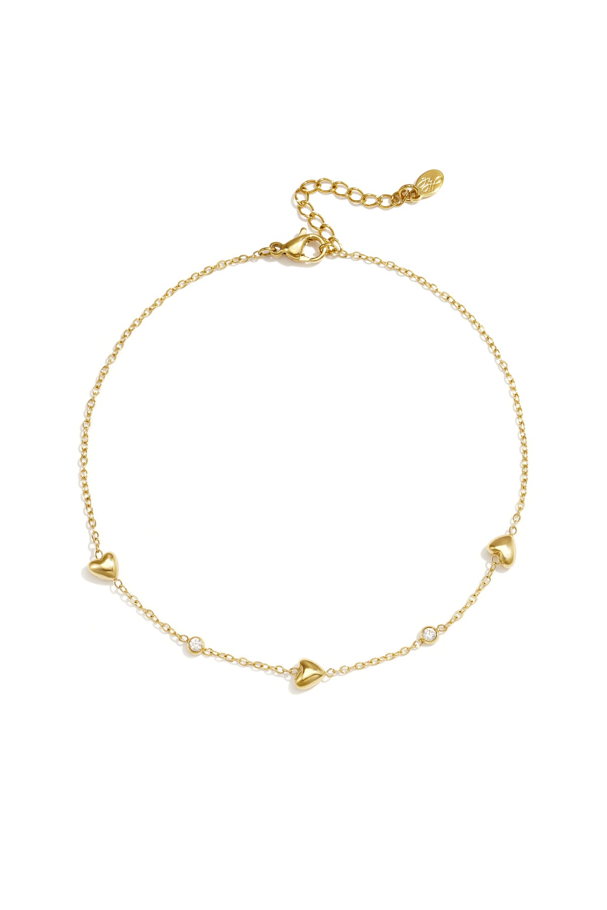 Enkelbandjes van roestvrij staal met hartje, eenvoudige dagelijkse sieraden uit de Simple Series voor dames.