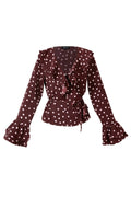 Woven Polyester Fiber Women's Blouse Elegant Polka Dots